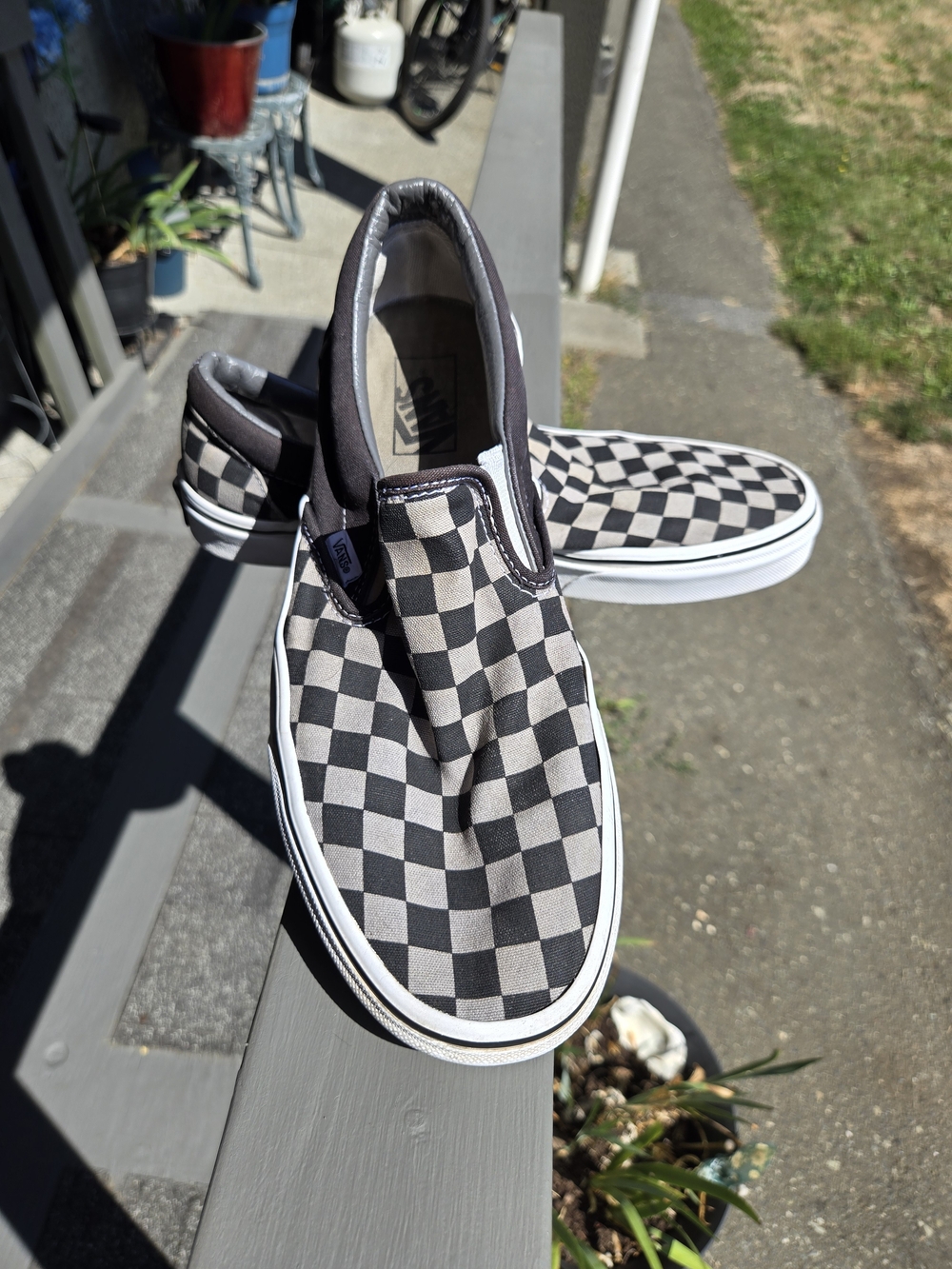 Vans Men Checkerboard Slip-On Sneakers - Black & White